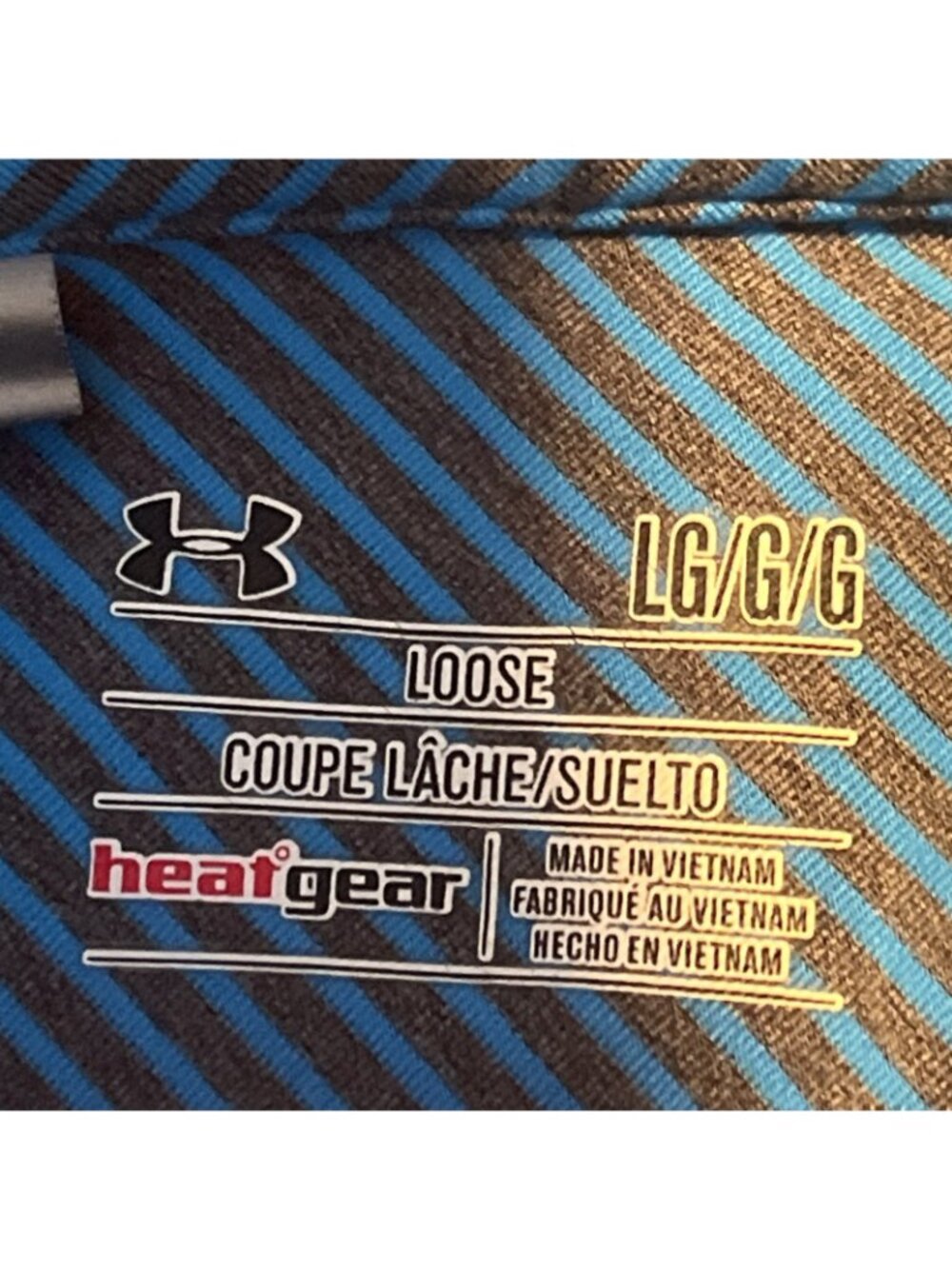 Under Armour HeatGear Golf Polo Shirt Blue Striped Loose Fit Mens Large - Picture 6 of 11
